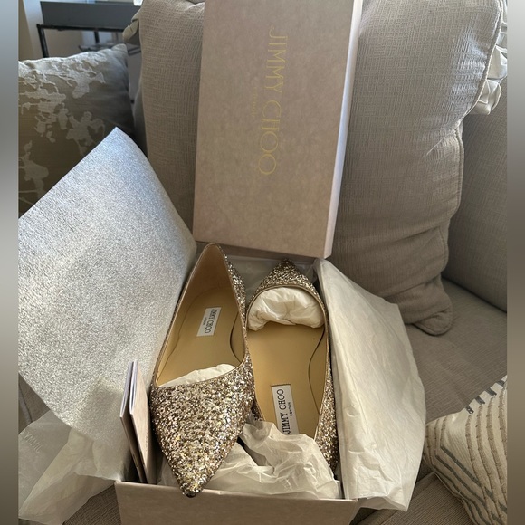 Jimmy Choo Alina Osao 028 Ballet Glitter Size 42 converts to Size 12 -Never Worn - Picture 2 of 5